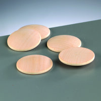 Holzplatine, rund, gew&ouml;lbt, gebleicht, 3 Stk.