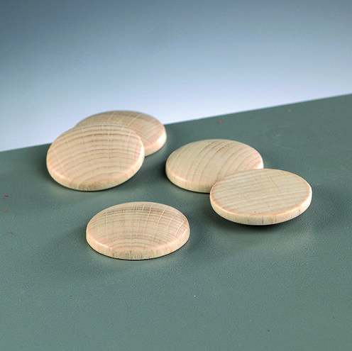 Holzplatine, rund, gew&ouml;lbt, gebleicht, 4 Stk.