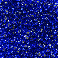 Indianerperlen Silbereinzug  blau 17 g