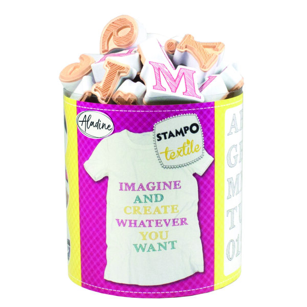 IZINK Pigment Textile, Stempel / - kissen Alphabet 2  38 + 1 Stk.