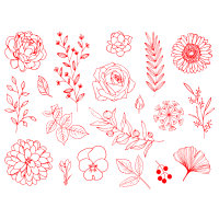 IZINK Pigment Textile, Stempel / - kissen Blumen & Bl...