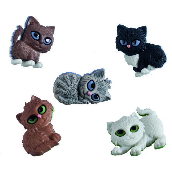 Knopf, Kitten Kaboodle, bunt, 5 Stk.