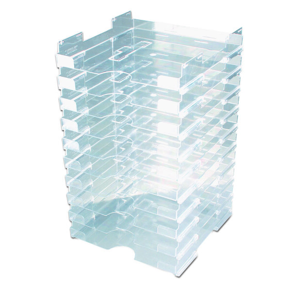 Kunststoffdisplay stapelbar, f&uuml;r Papiere  10 F&auml;cher