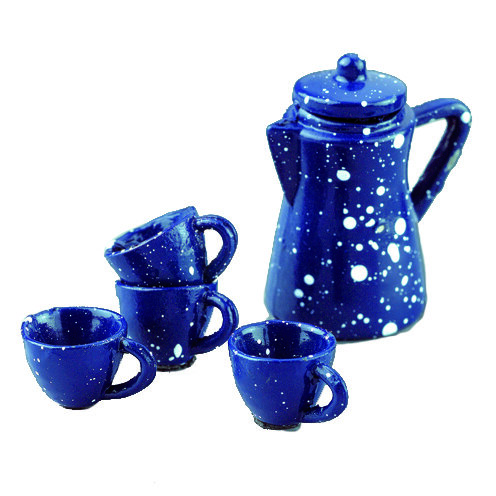 Miniatur, Teeservice, blau, 5 - teilig