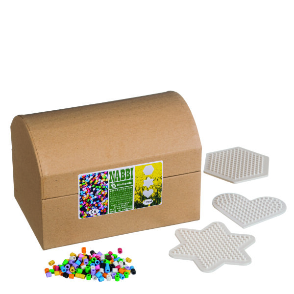 NABBI&reg; BioBeads, biologisch abbaubar, 10 Farben Mix, 7.000 Stk. / 3 Legeplatten