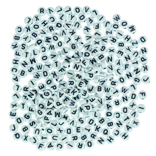 Perlen Buchstaben, mit Loch Kunststoff, wei&szlig;, 250 Stk.