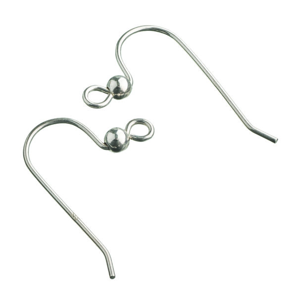 Schmuckteil, Ohrhaken mit Kugel 925, 925er Silber, 2 Stk.