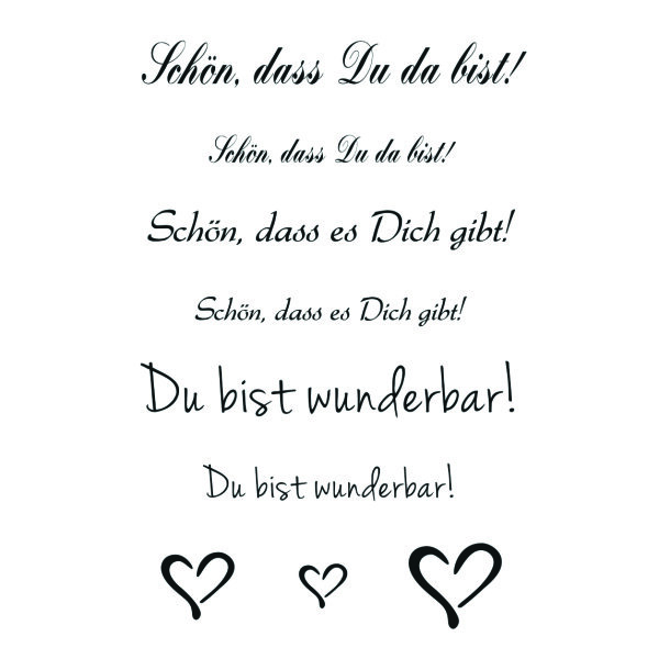 Stempel Clear, Sch&ouml;n, dass Du da bist!, transparent, 9 - teilig