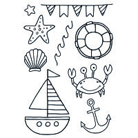 Stempel Clear, Strand, transparent, 9 - teilig