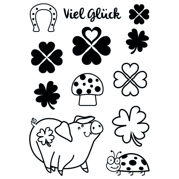 Stempel Clear, Viel Gl&uuml;ck, transparent, 12 - teilig