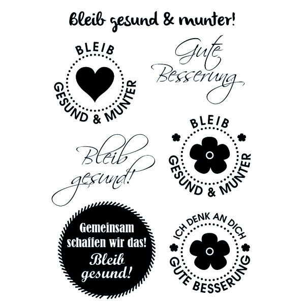 Stempel Clear, Bleib gesund, transparent, 7 - teilig