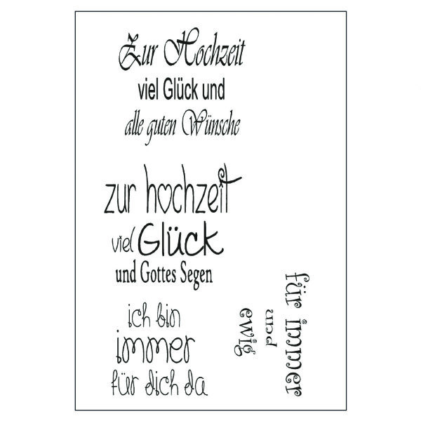 Stempel Clear, Zur Hochzeit viel Gl&uuml;ck und al, transparent, 4 - teilig