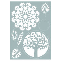 Stencil, Baum Bl&auml;tter Mandala  7-teilig