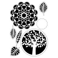 Stencil, Baum Bl&auml;tter Mandala  7-teilig