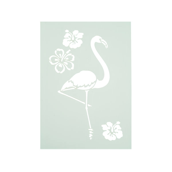 Stencil, Flamingo und Blumen  4-teilig