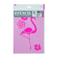 Stencil, Flamingo und Blumen  4-teilig