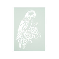 Stencil, Papagei und Blumen  1-teilig