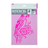 Stencil, Papagei und Blumen  1-teilig