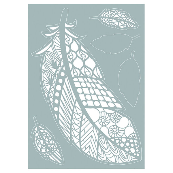 Stencil, Federn Ornamente  5-teilig