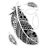 Stencil, Federn Ornamente  5-teilig
