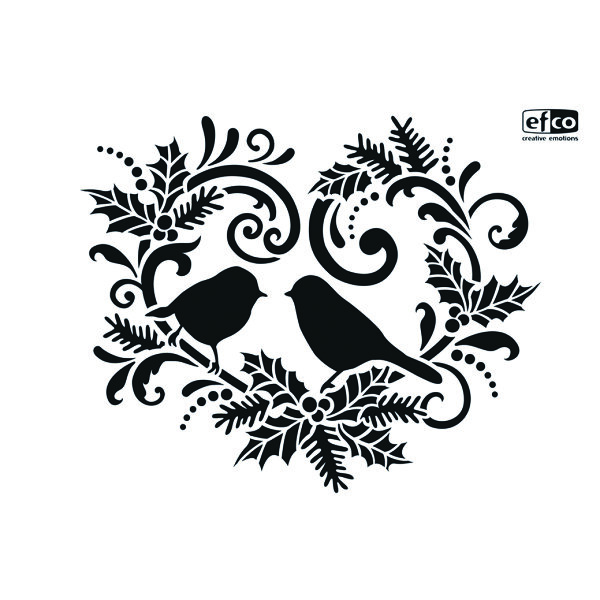 Stencil, Vogel im Ornament  1-teilig