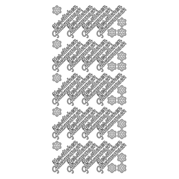Stickerbogen, Herzlichen Gl&uuml;ckwunsch, silber