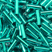 Stiftperlen, Silbereinzug, pfauenblau, 13 g