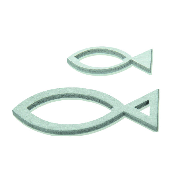 Streuer Holz, Fische sortiert, silber, 24 Stk.