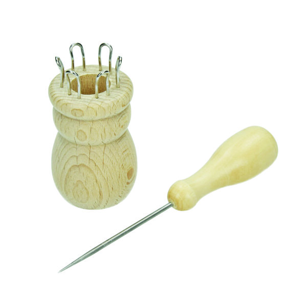 Strickliesl 6 N&auml;gel &oslash; Loch 15 mm roh 2 - teilig