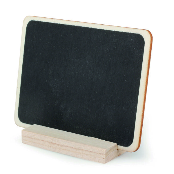 Tafel, Holz mit Fu&szlig;, natur / schwarz