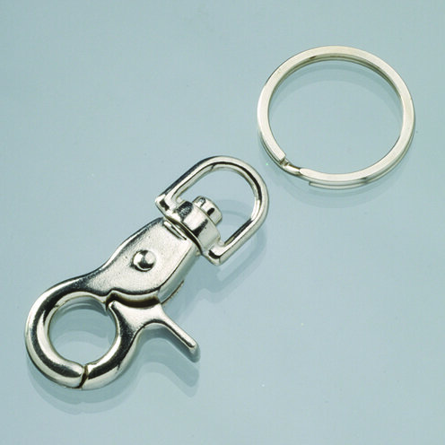 Taschenkarabiner, drehbar, mit Spaltring, silberfarbig, 1 Stk.