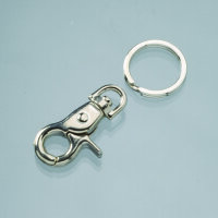 Taschenkarabiner, drehbar, mit Spaltring, silberfarbig, 1...