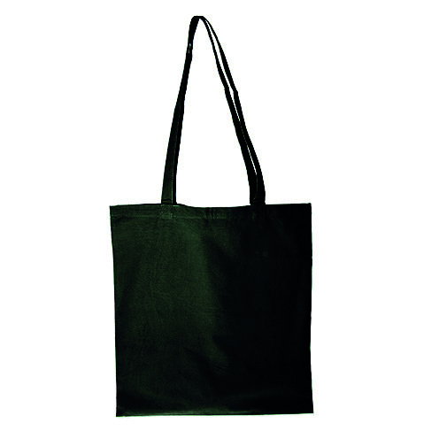 Tragetasche Baumwolle, lange Henkel, schwarz, 270 g/m&sup2;