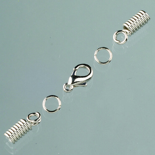 Verbinder f&uuml;r Lederriemen, mit &Ouml;sen und Karabiner, silberfarbig, 2 Paar