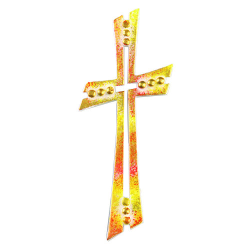Wachsdekor Filigranes Kreuz rot gelb gold 1 Stk.