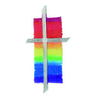 Wachsdekor Kreuz bemalt Regenbogen regenbogen silber 1 Stk.