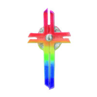Wachsdekor Kreuz regenbogen silber 1 Stk.