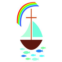 Wachsdekor Segelboot mit Regenbogen bunt 1 Stk.