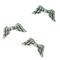 Fl&uuml;gel Perle Metall  silber 10 Stk.