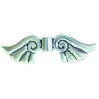 Fl&uuml;gel Perle Metall  silber 2 Stk.