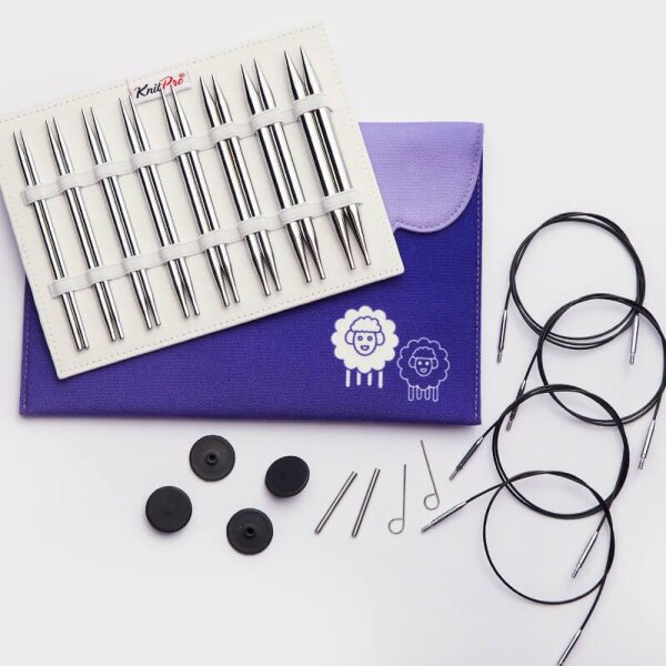 KnitPro Deluxe Set Austauschbare Rundstricknadeln Nova Metall lang 8 Paar 3,5-8,0mm