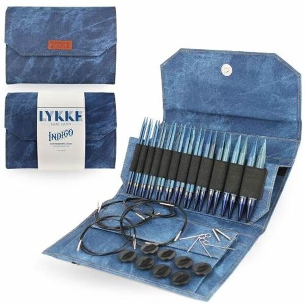 LYKKE Nadelset austauschbare Nadelspitzen Indigo 3,50 mm-12,00 mm 13 cm