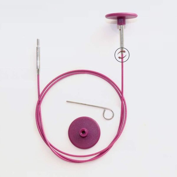 KnitPro Seil f&uuml;r Nadelspitzen 28 cm 50 cm lila 360&deg;