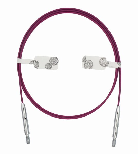 KnitPro Seil f&uuml;r Nadelspitzen Thin & Flex Seil Swivel lila drehbar 56 cm ergibt 80 cm