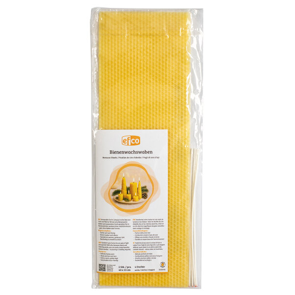Bienenwachswaben, 2 Platten + 4 Dochte