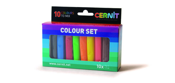 Cernit multicolor Set  sortiert, 10 x 30 g