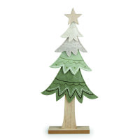 Deko Filz Holz, Tannenbaum, grau / gr&uuml;n / natur 19,5...