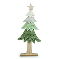 Deko Filz Holz, Tannenbaum, grau / gr&uuml;n / natur 19,5...