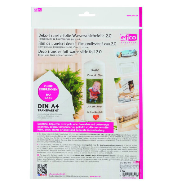 Deko-Transferfolie 2.0, Inkjet + Laser, transparent, 1 St.