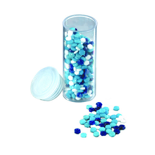 Emailmosaik, sechseckig, blau / wei&szlig;, 20 g